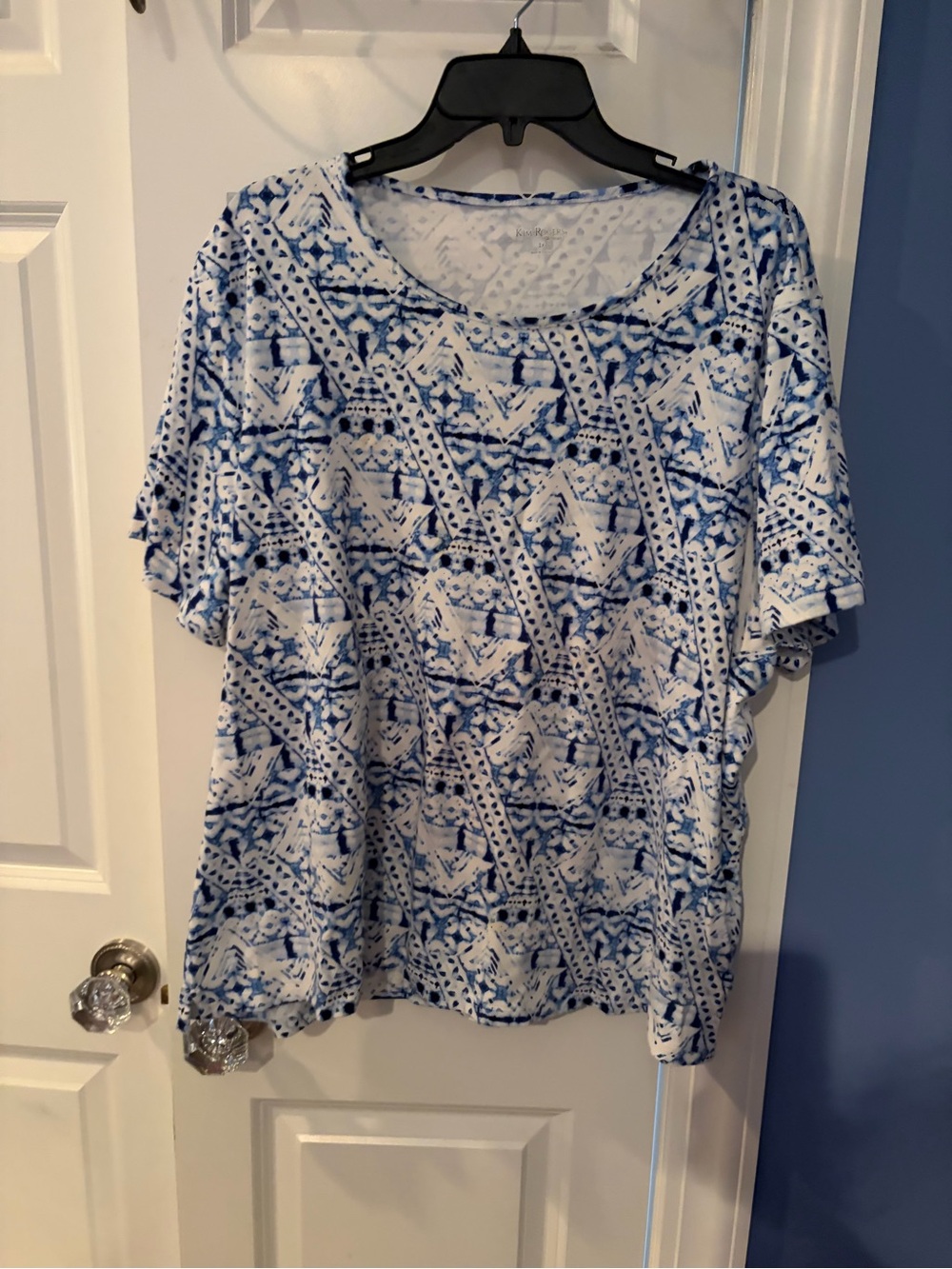 Kim Rogers Blue and White Short SlyTee Shirt